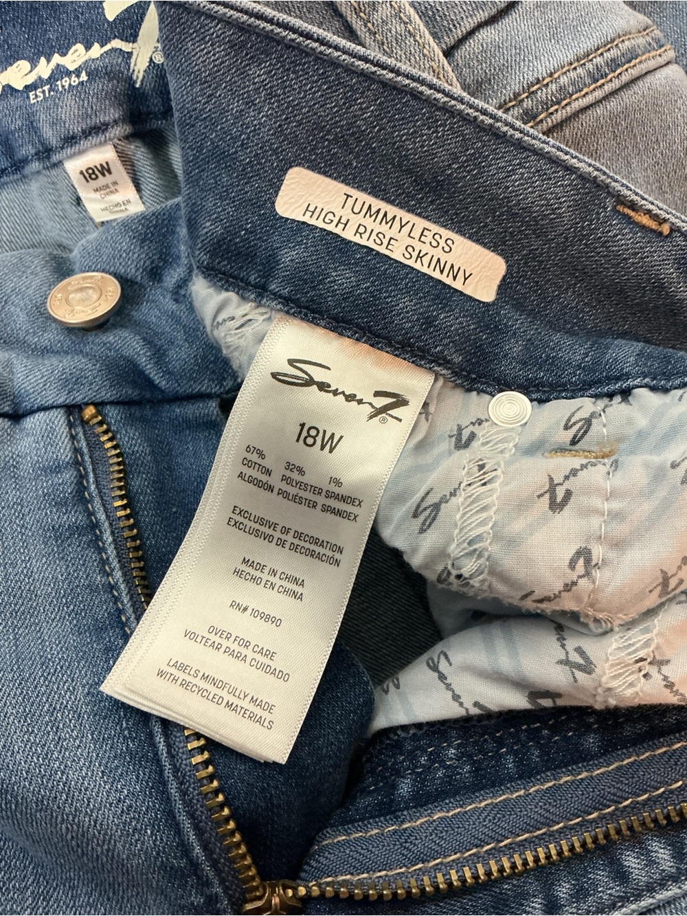 Seven7 Tummyless High Rise Skinny Jeans Women’s 18W Medium Stretch Slim Plus - Picture 4 of 5